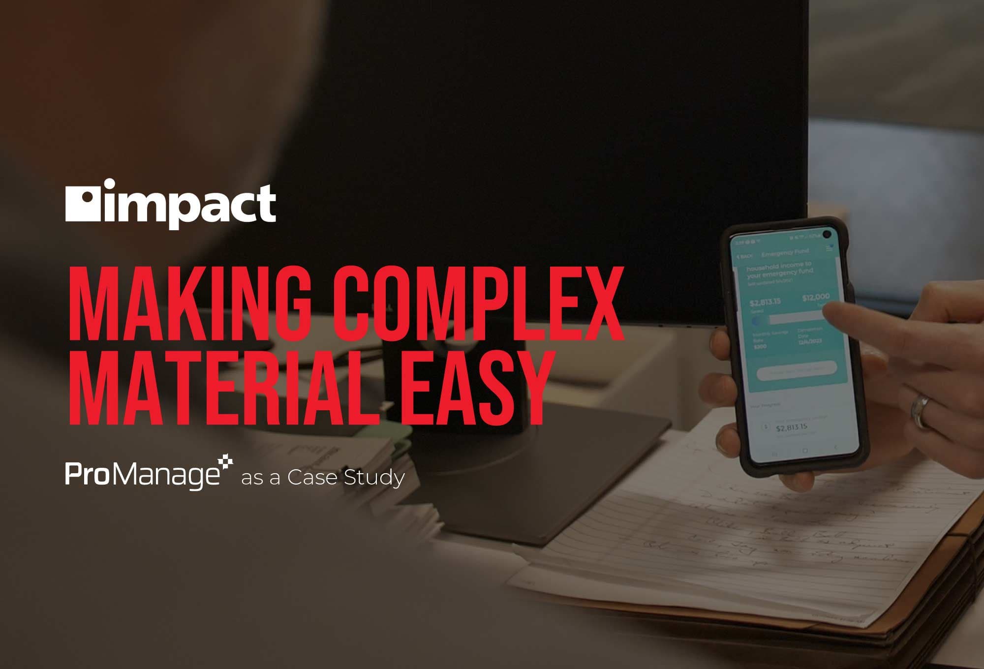 man showing off something on a phone with case study title overlaid | financial services app development