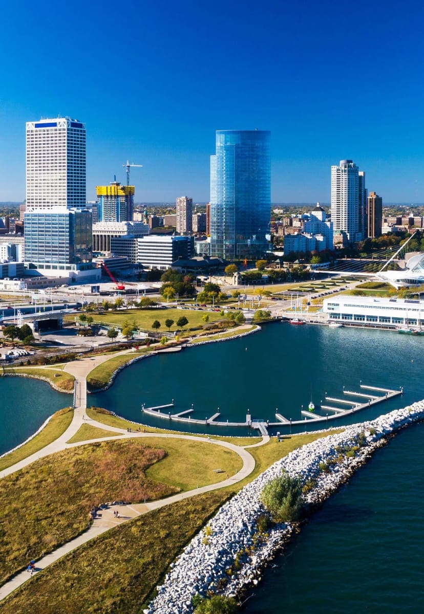 aerial view of Milwaukee, Wisconsin