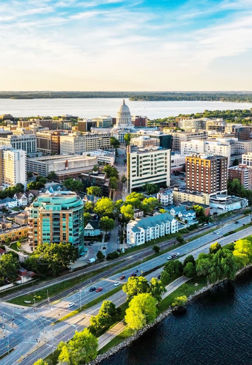 aerial view of Madison, Wisconsin