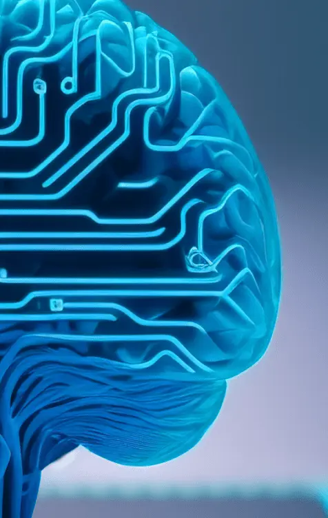 A blue cybernetic brain