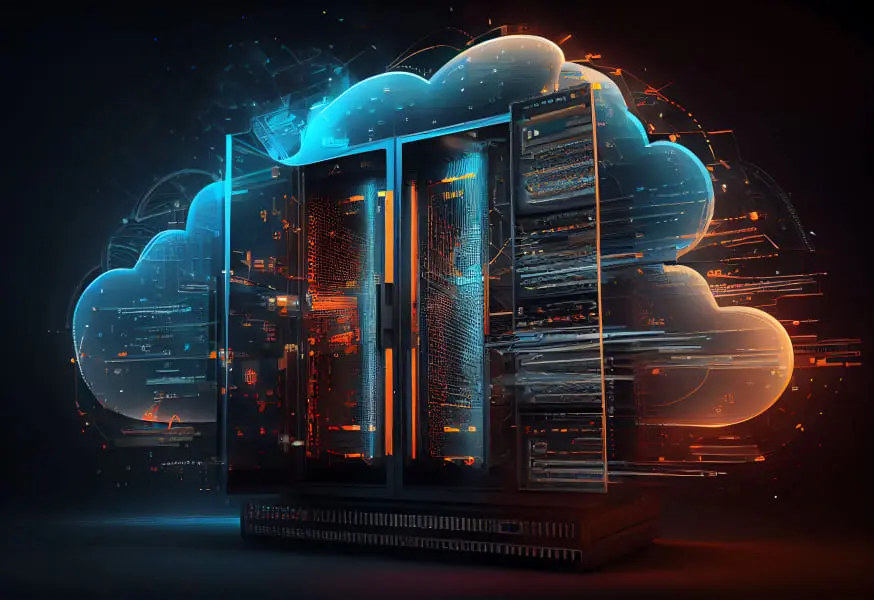 A digitized cloud with gates in the middle 