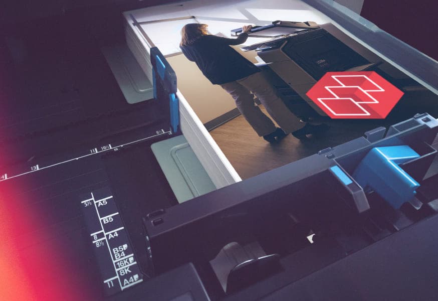 A printer printing a photo of a person using a printer